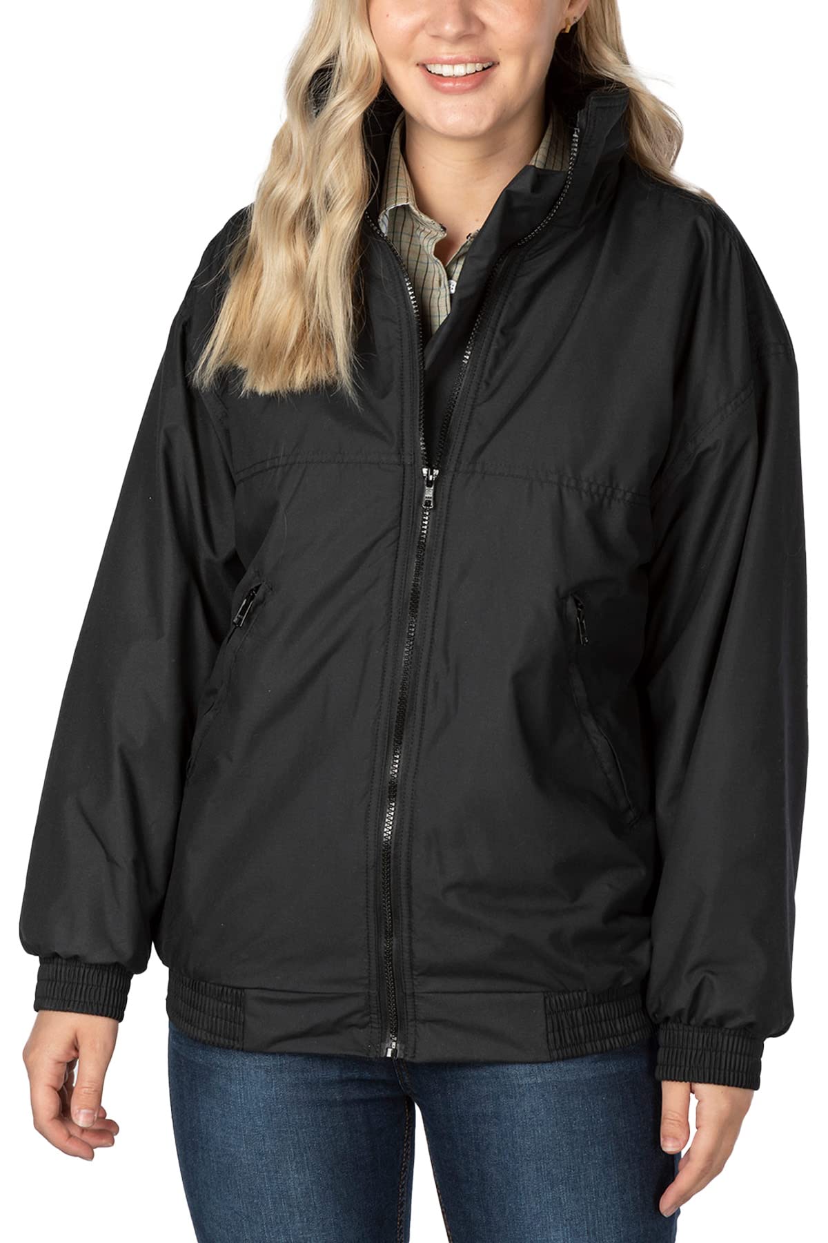Rydale Women's Black Micro Fleece Lined Bomber Jacket Bomber Style Jacket 6 Colours (As8, Alpha, X_s, Regular, Regular, )