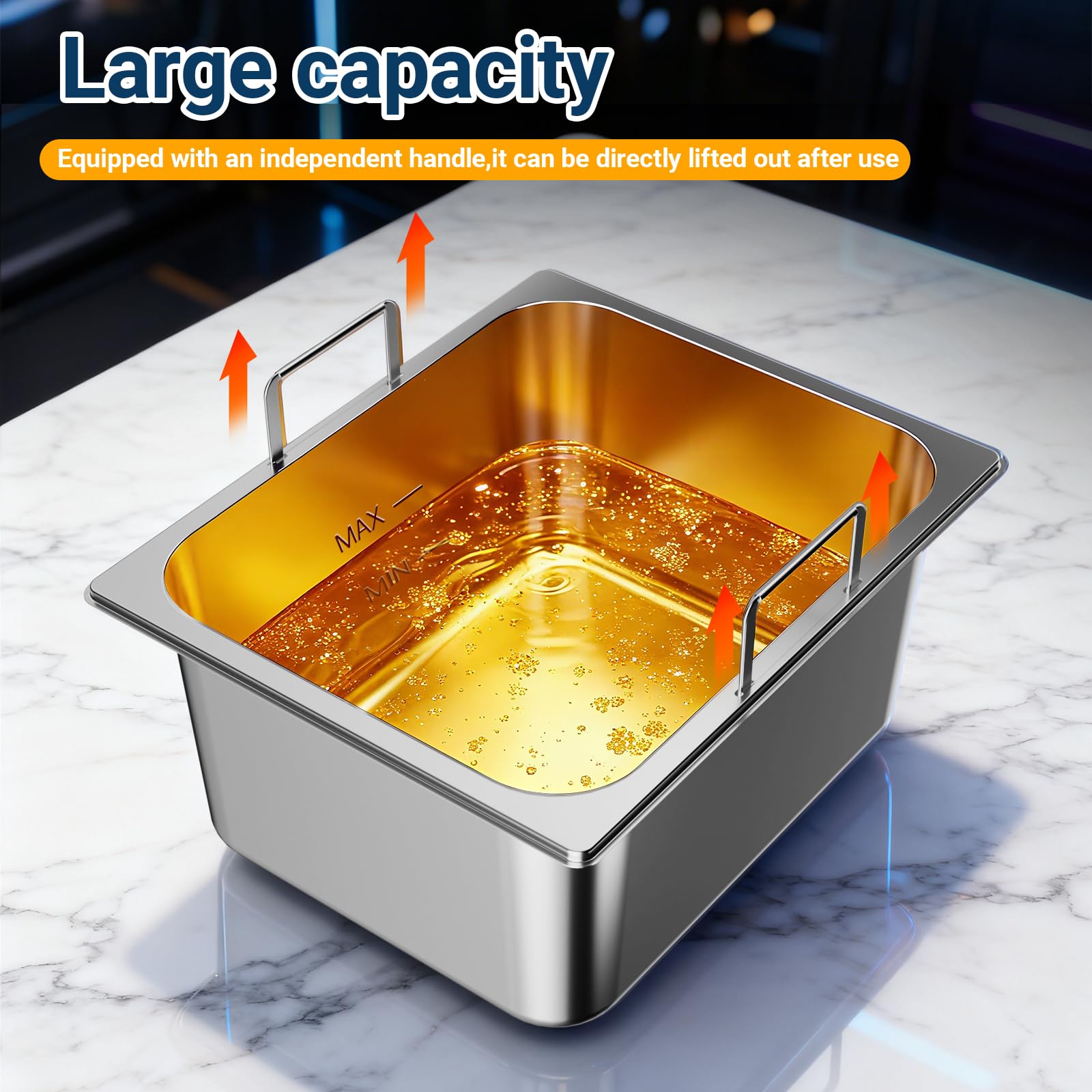 Friggitrice 3000w Friggitrice Elettrica ad Olio Professionale in Acciaio Inox, Friggitrice Olio, 6 L Grande Capacità con Cestello e Coperchio per Ristoranti Rapidi, Patatine Fritte