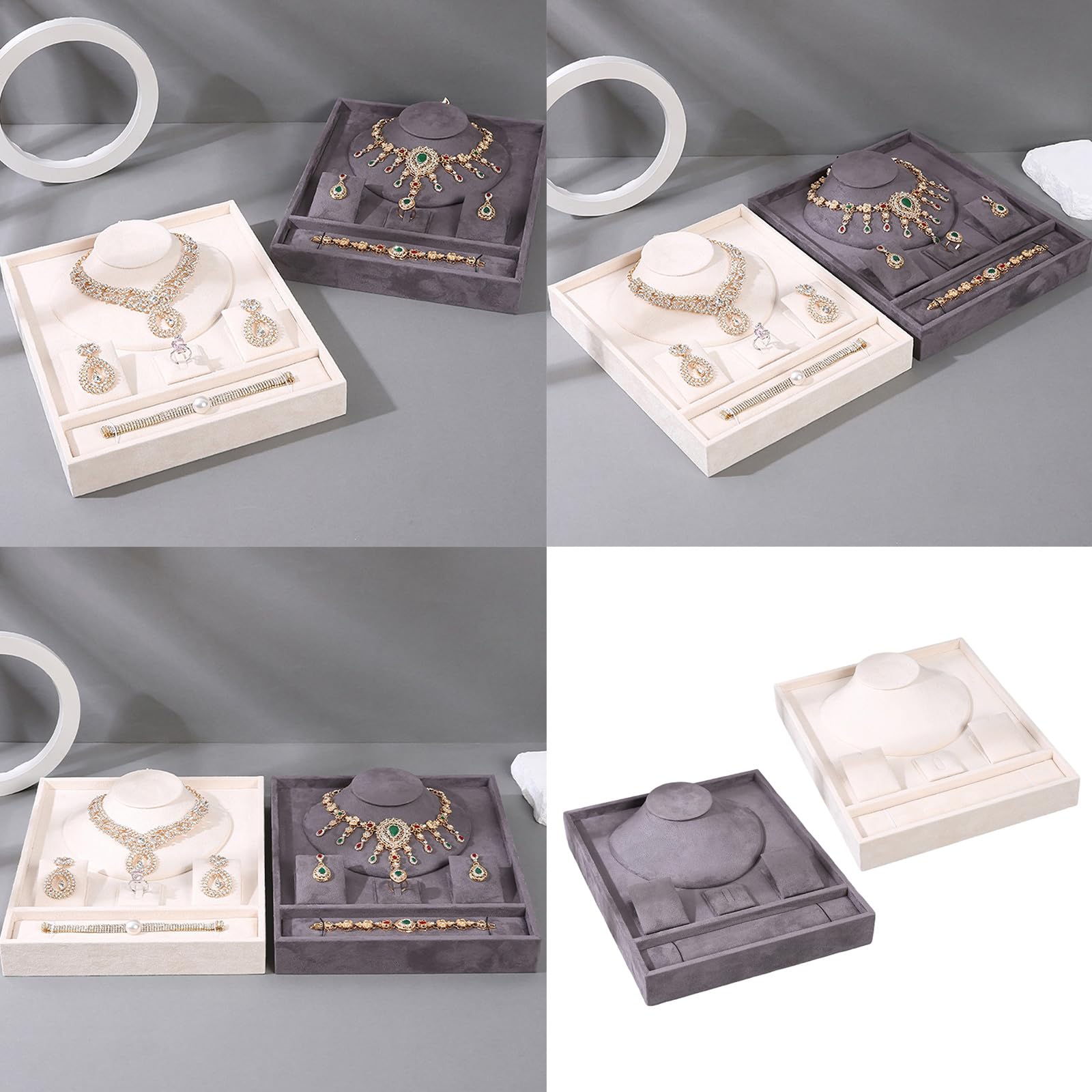 Bandeja multifuncional para cajón de joyería, placa de almacenamiento de terciopelo para anillos, collar elegante, pulseras, organizador de pendientes, pulsera, collar, soporte para pendientes