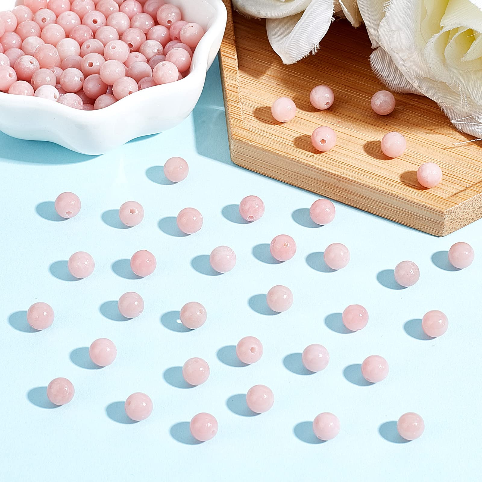 Quarzo Rosa Lotto Perline Opale Rosa Naturale - 8mm, Forate, Per Creazione Gioielli Fai-da-Te, Più Di 25 Pezzi Lotto Wholesale 25 Pezzi - Foto 7