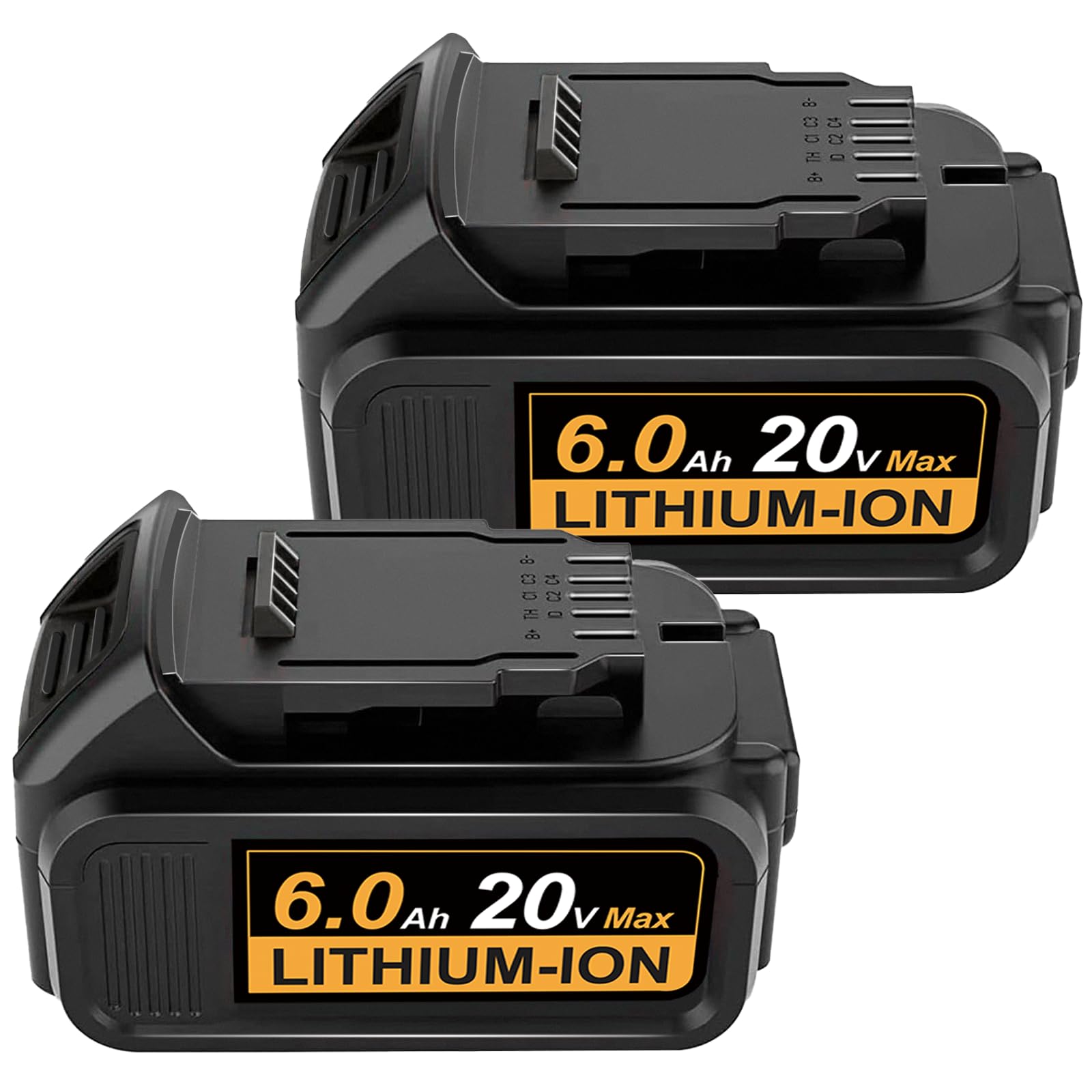 2 Pack DCB206 20V 6000mAh Lithium Battery Replacement for Dewalt 20V Battery Compatible with DeWalt 20 Volt Battery DCD/DCF/DCG/DCS Series Cordless Power Tools