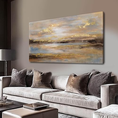 Abstract Wall Art Poster Prints Gold Art Pictures Modern Canvas Picture 24"x48" Canvas Wall Art for Office Bedroom Living Room Wall Decor
