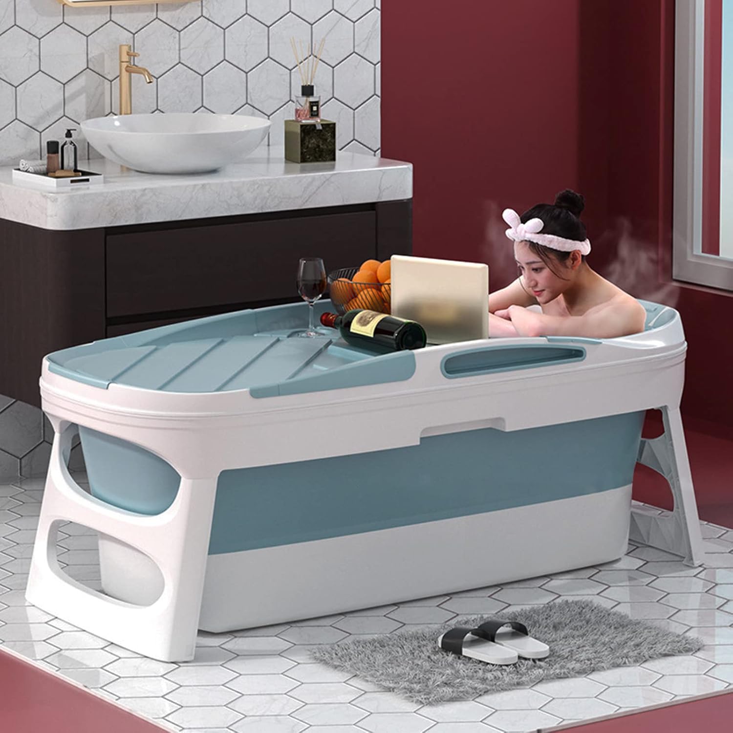 でカスタマ Alicebaby最新の大人用スパバスタブ折りたたみ式バケットタブスパprotableバケットバスルームバスタブプラスチックスパ