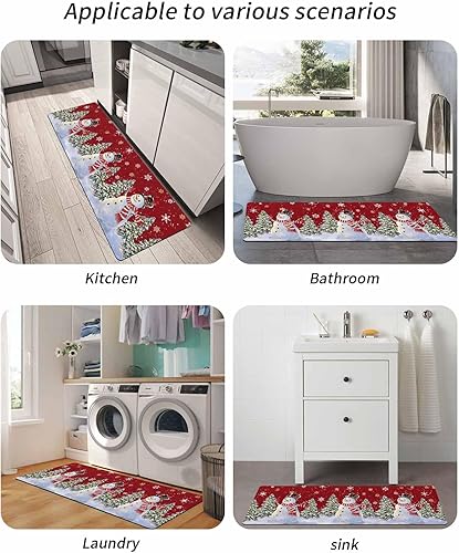 Miniatura 6 de Tapete de baño rojo de Navidad para bañera, antideslizante, de secado rápido y absorbente, tierra de diatomeas, fregadero, dormitorio, cocina, sala