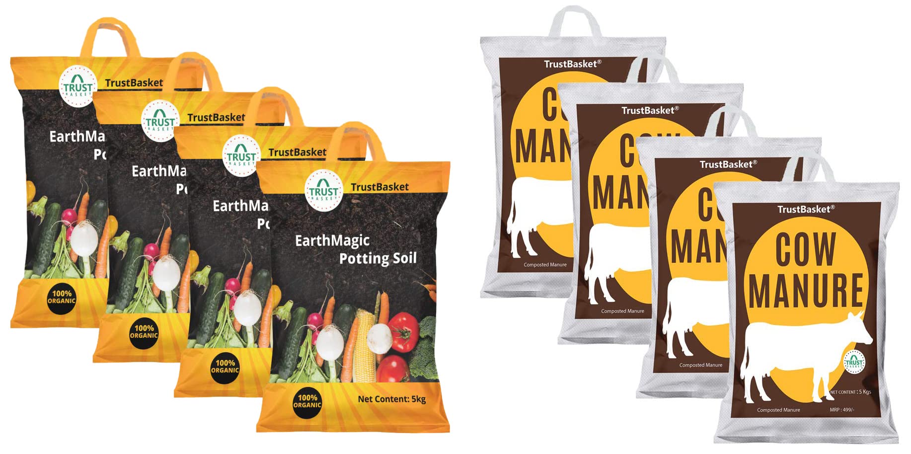 TrustBasket Enriched Premium Organic Earth Magic Potting Soil Mix with Required Fertilizers for Plants- 20 KG, Brown & Cow Manure for Plant -20 Kg (B09SG4STSL) Amazon Price History, Amazon Price Tracker