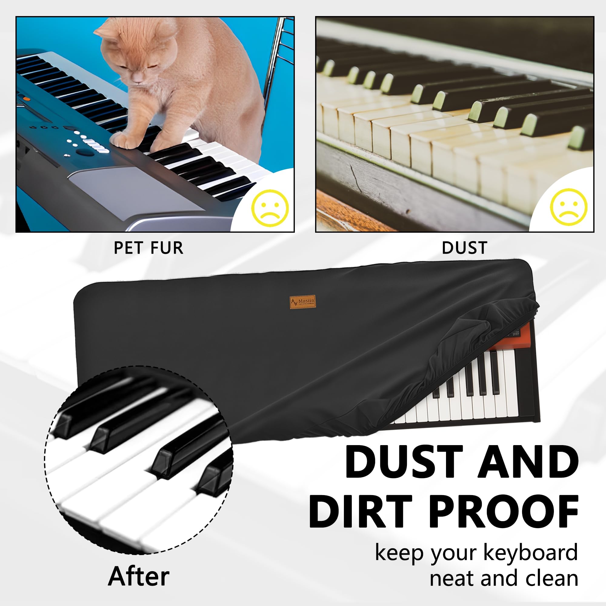 Musiin Pro Shield: Ultimate Stretch-fit Chinlon Keyboard Cover - Water & Dust Resistant, Compatible with MODX6 61keys Keyboard Cover