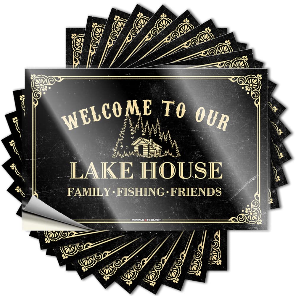 Door Decor Tattoo Durable Helmet | Welcome to Our Lake House Assorted Self Adhesive Sticker for Scooter DIY(12X18CM)