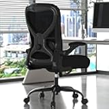 CASASIO Office Desk Chair with Ergonomic Lumbar Support, Extra-Thick Seat Cushion, Flip-up Arms, Breathable Mesh Back, Computer Task Chair for Home Office