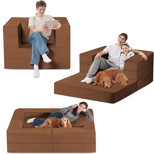 Miniatura 90 de Cama humana gigante para perro, cama 3 en 1 para perro de tamaño humano con funda de piel sintética lavable, cama grande plegable para mascotas con