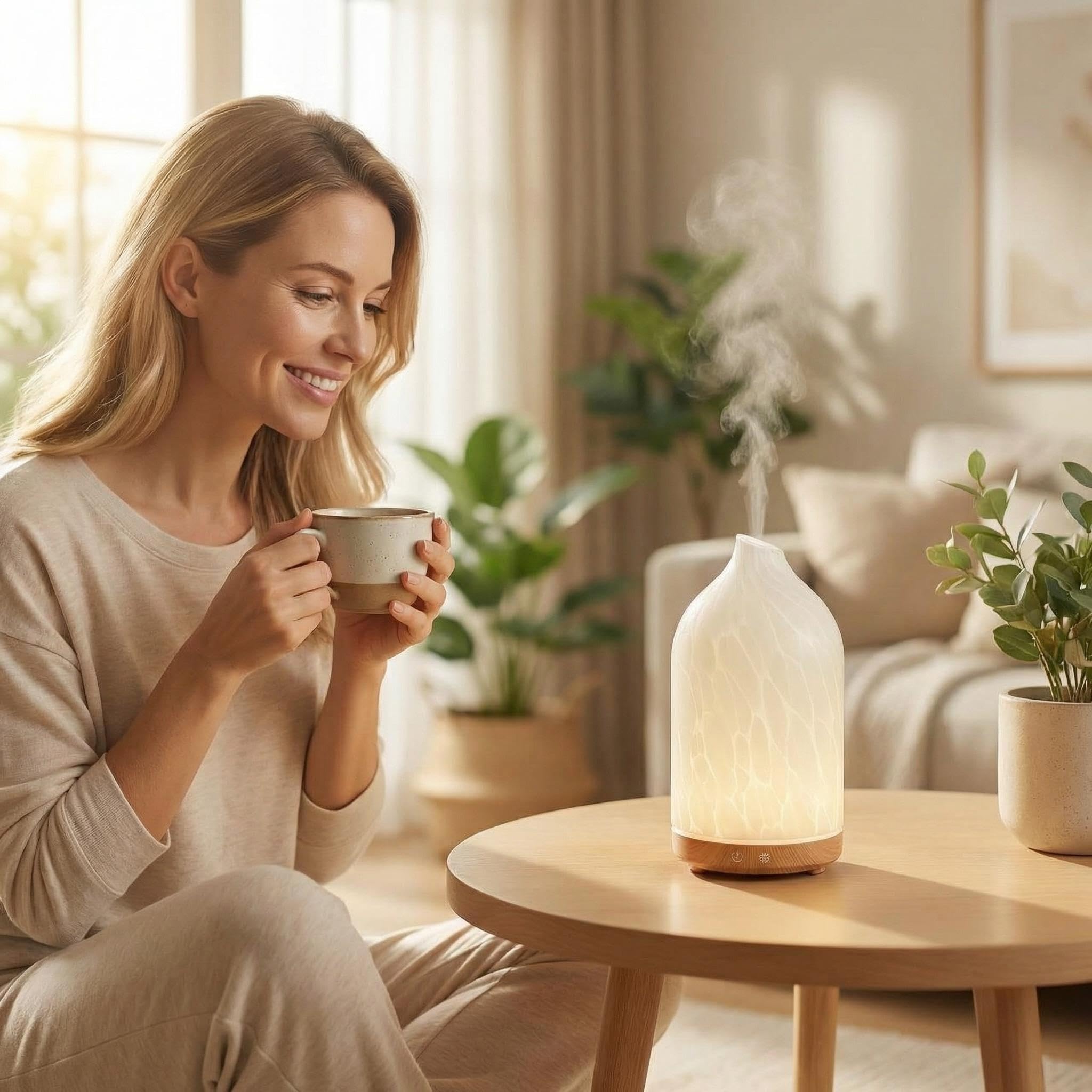 MULIN Diffusore di Oli Essenziali in Vetro, 100ML Diffusore Aromaterapia ad Ultrasuoni Ultra Silenzioso, 7 Colori LED, Senza BPA, Profumatore Ambiente per Relax e Benessere