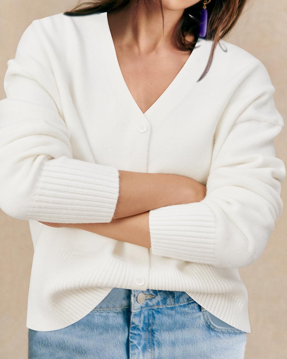 Newshows Women's Wool Blend Cardigan Sweaters 2026 Spring Fashion Lightweight Button Down V Neck Business Outfits - Image 5