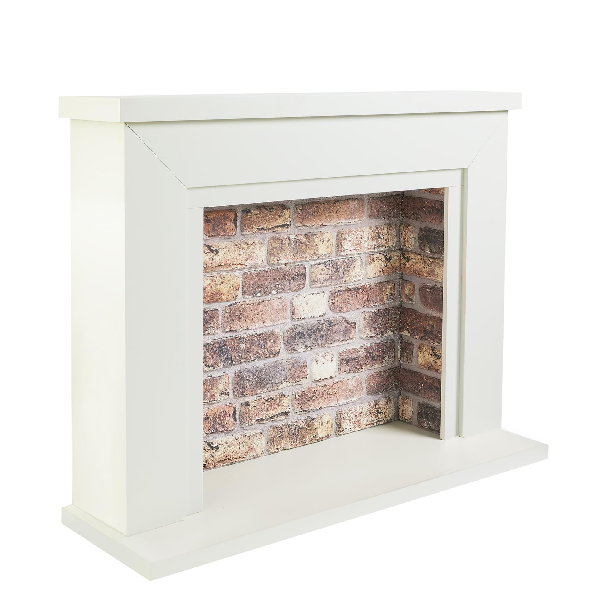 Endeavour Fires And Fireplaces White Top/Rustic Brick Endeavour Fires Farlington 48’’ Off White Fireplace Surround With A 3D Brick Effect Back ()