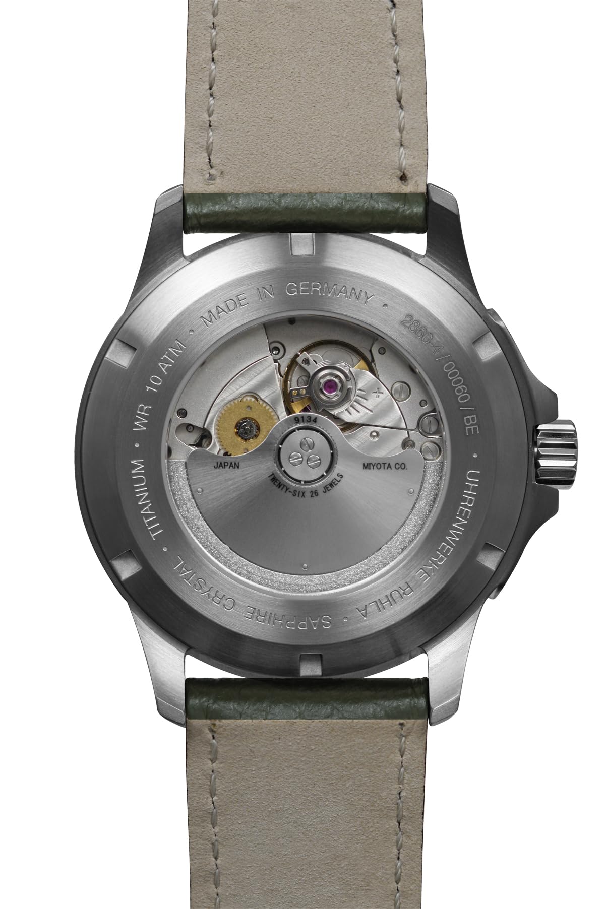 Bauhaus Aviation Herrenuhr mit Lederband oder Titanband Automatik Titangehäuse 10 ATM Gangreserve 24 Stunden Saphirglas Datum 2860