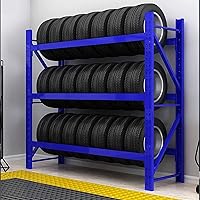 SDdPulse Heavy Duty Metal Tire Storage Rack - 440lb Capacity Garage Stand for Car Truck ATV Tires, Adjustable Blue 78.7x19.7x78.7in