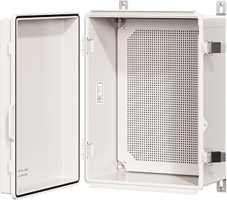 UL Certified Junction Box, NEMA 6 Weatherproof 94V-0 Flame Retardant, Plastic Electrical Enclosure for Industrial Projects, Includes Mounting Plate (Grey Cover, 16.1"x12.2"x7.1")