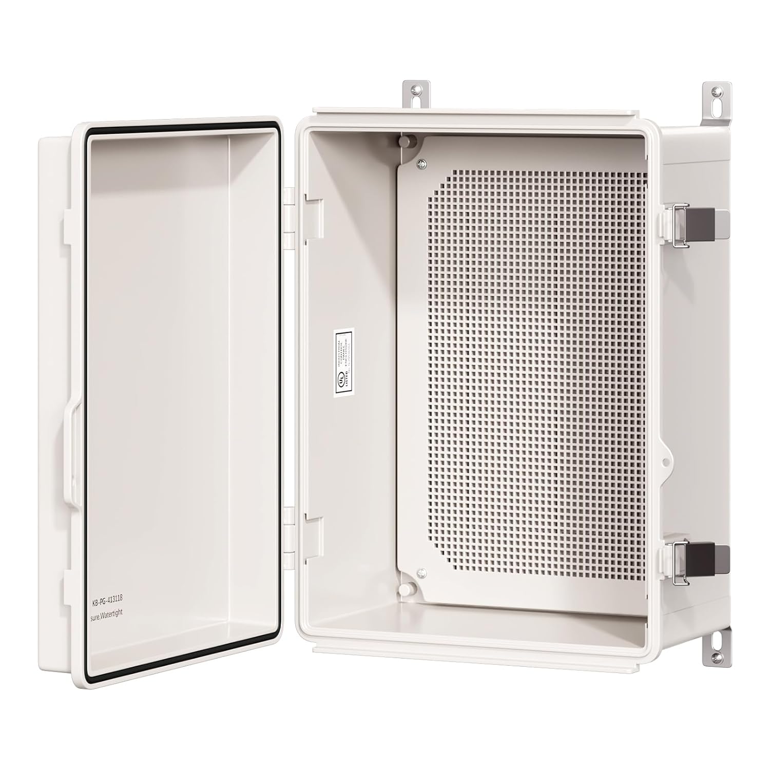 UL Certified Junction Box, NEMA 6 Weatherproof 94V-0 Flame Retardant, Plastic Electrical Enclosure for Industrial Projects, Includes Mounting Plate (Grey Cover, 16.1"x12.2"x7.1")