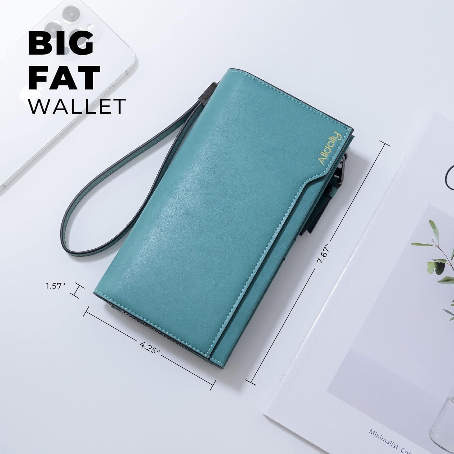 Alldialy RFID 24 Credit Card Holder Wallet, Large Capacity Wristlet Wallet for Women with Zipper (Purist Blue) - Image 7