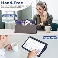 Vista 2 de Caweet Funda para tablet T-Mobile Revvl Tab 5G – Funda protectora de cuero de primera calidad con función de apagado y encendido automático, hibisco