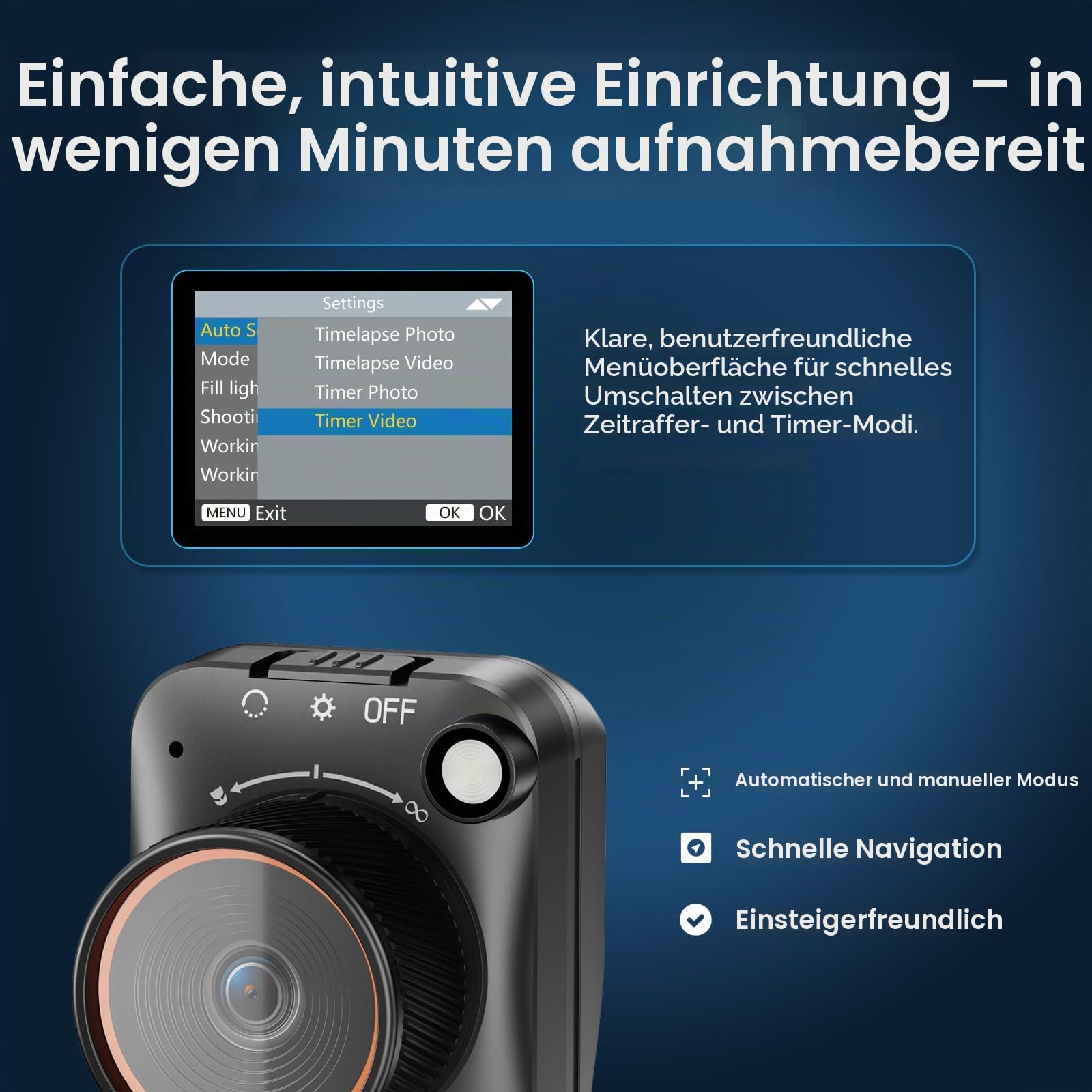 WiFi Zeitraffer Kamera 4K AVI Video, 48MP-Fotos Zeitrafferkamera mit LED-Fülllicht, 180 Tage Aufnahme Wiederaufladbare Time Lapse Kamera für Baustellen, Pflanzen, Gartenarbeit, Kochen (32GB-Karte)