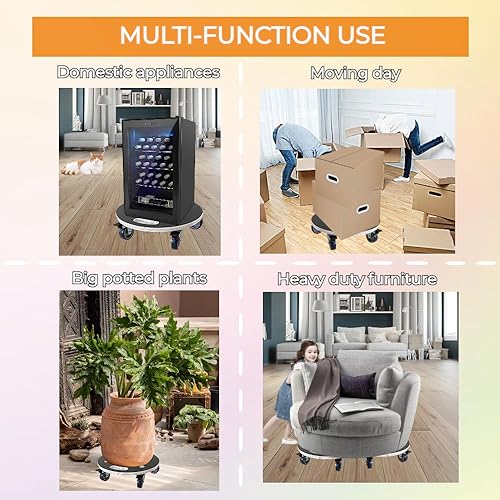 Miniatura 10 de HBFBDRCT Carros móviles para muebles con 4 ruedas TPR, 15 pulgadas con capacidad de seguridad para 551 libras de madera resistente para piano sofá,