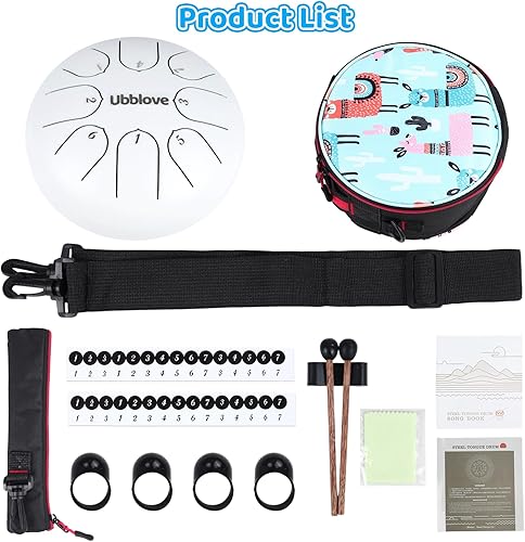 Miniatura 6 de Instrumentos de tambor de lengua de acero para niños 6 pulgadas 8 notas clave de C Metal Steel Drums con bolsa - Instrumento de percusión para