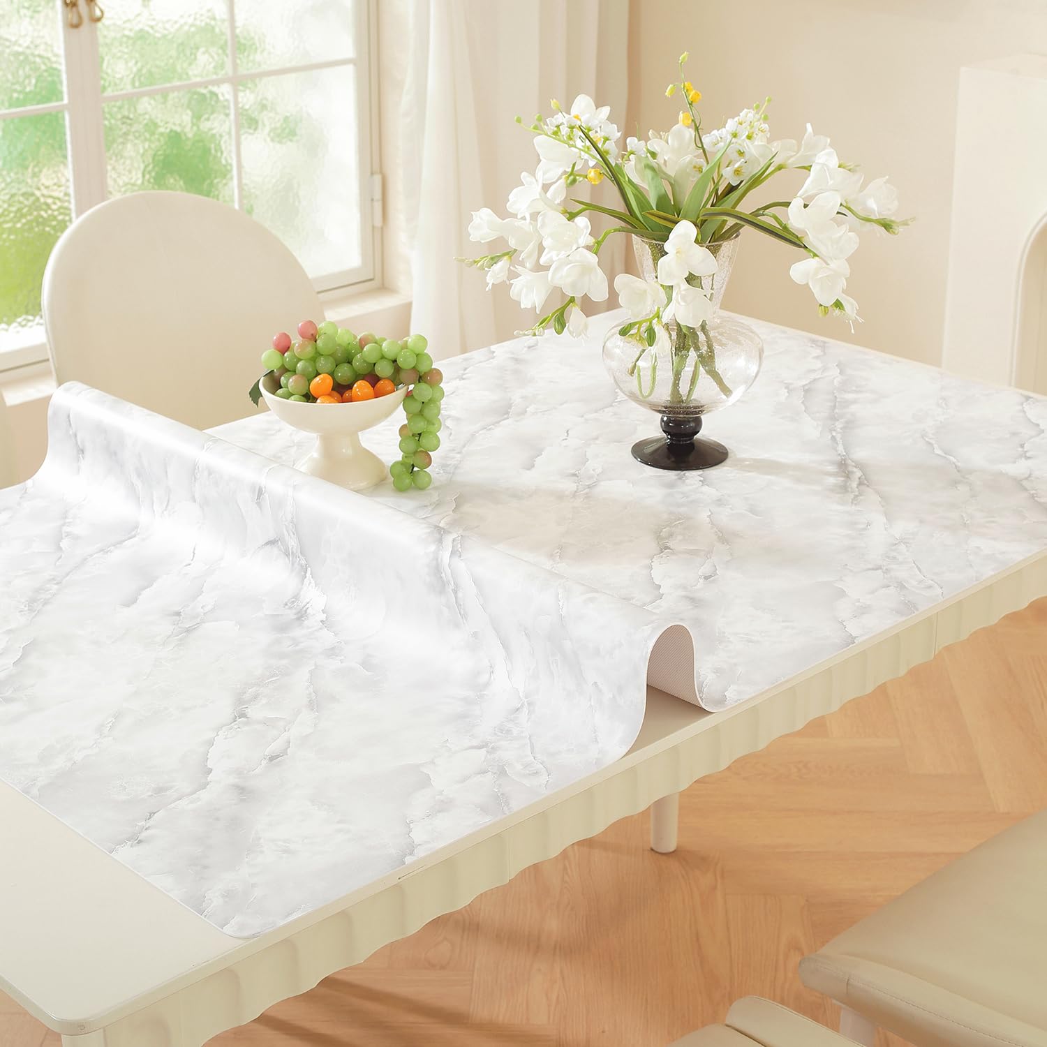 OstepDecor Schreibtischunterlage Marmor 160 x 90 cm, Blickdichter Tischschutz zur Kratzerabdeckung, Abwaschbare Tischdecke & Tischfolie für Esstisch Büro, Zuschneidbar