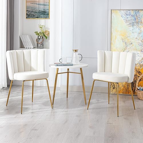 Miniatura 6 de Juego de 2 sillas de comedor modernas de terciopelo, elegantes sillas auxiliares tapizadas para cocina y comedor, cómoda silla de maquillaje para