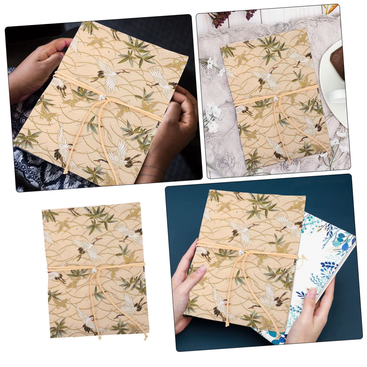 Lurrose 5 Pz Copertina Del Libro in Tessuto Di Gru Piccoli Morsetti Per Scialle Maniche a Libro in Tessuto Arredamento Creativo Del Libro Delicato Arredamento Del Libro Beige Stoffa