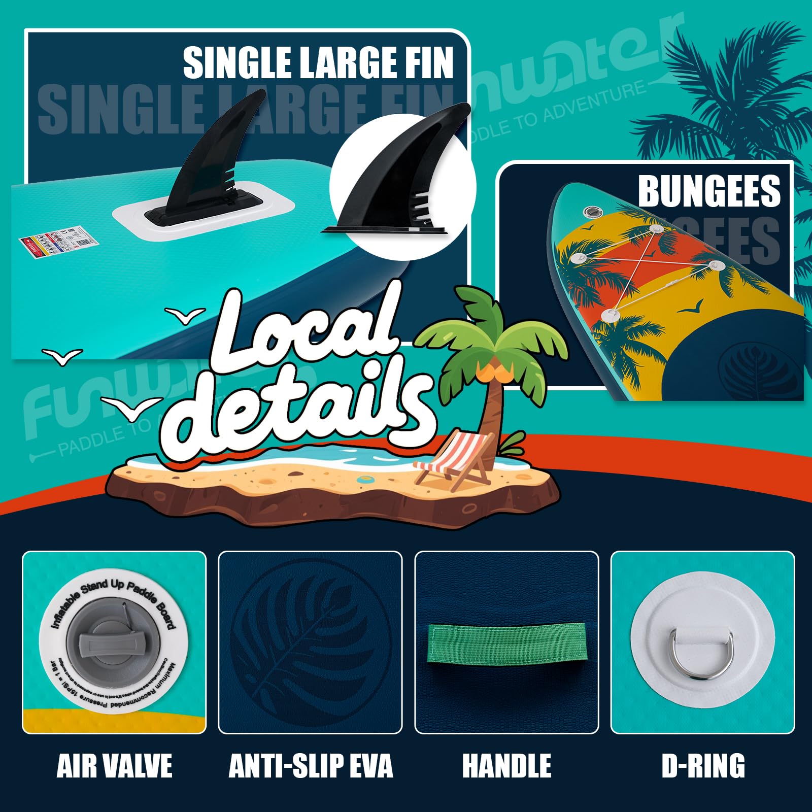 FunWater Paddleboard gonfiabile ultraleggero con accessori SUP per adulti e ragazzi di tutti i livelli