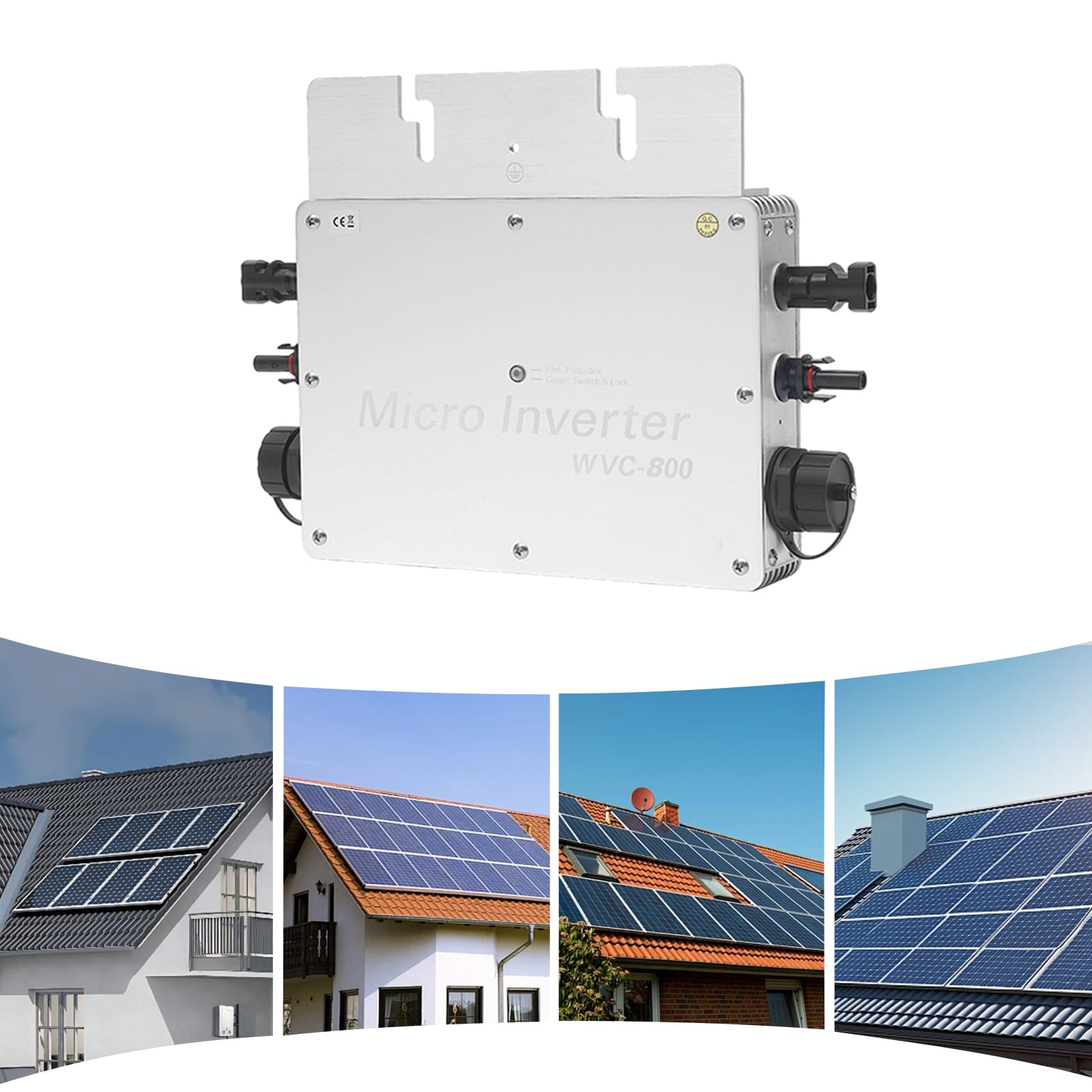 Wechselrichter Balkonkraftwerk 800W, LCD-Display Solar Wechselrichter 22-50VDC Eingang, Wandlungsfähiger Wechselrichter für Balkon & Wohnmobil