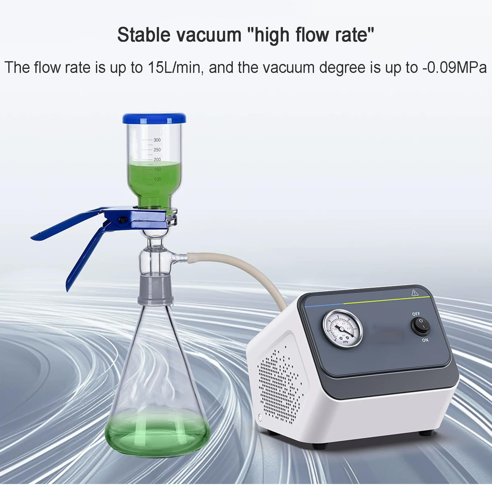 COYEUX Bomba De Vacío De Diafragma Sin Aceite, Bomba De Laboratorio Portátil De 35 W, -0,09 Mpa, Caudal De 15 L/min, Presión Positiva Y Negativa Ajustable, Funcionamiento Continuo, para Filtración De