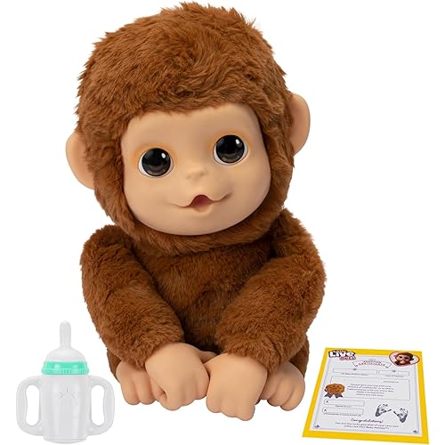 Little Live Pets My Baby Monkey Mango, 50+ Sounds and Reactions, Plush Interactive Monkey Toy Set with Accessories, Interactive Pets for Kids Ages 4+