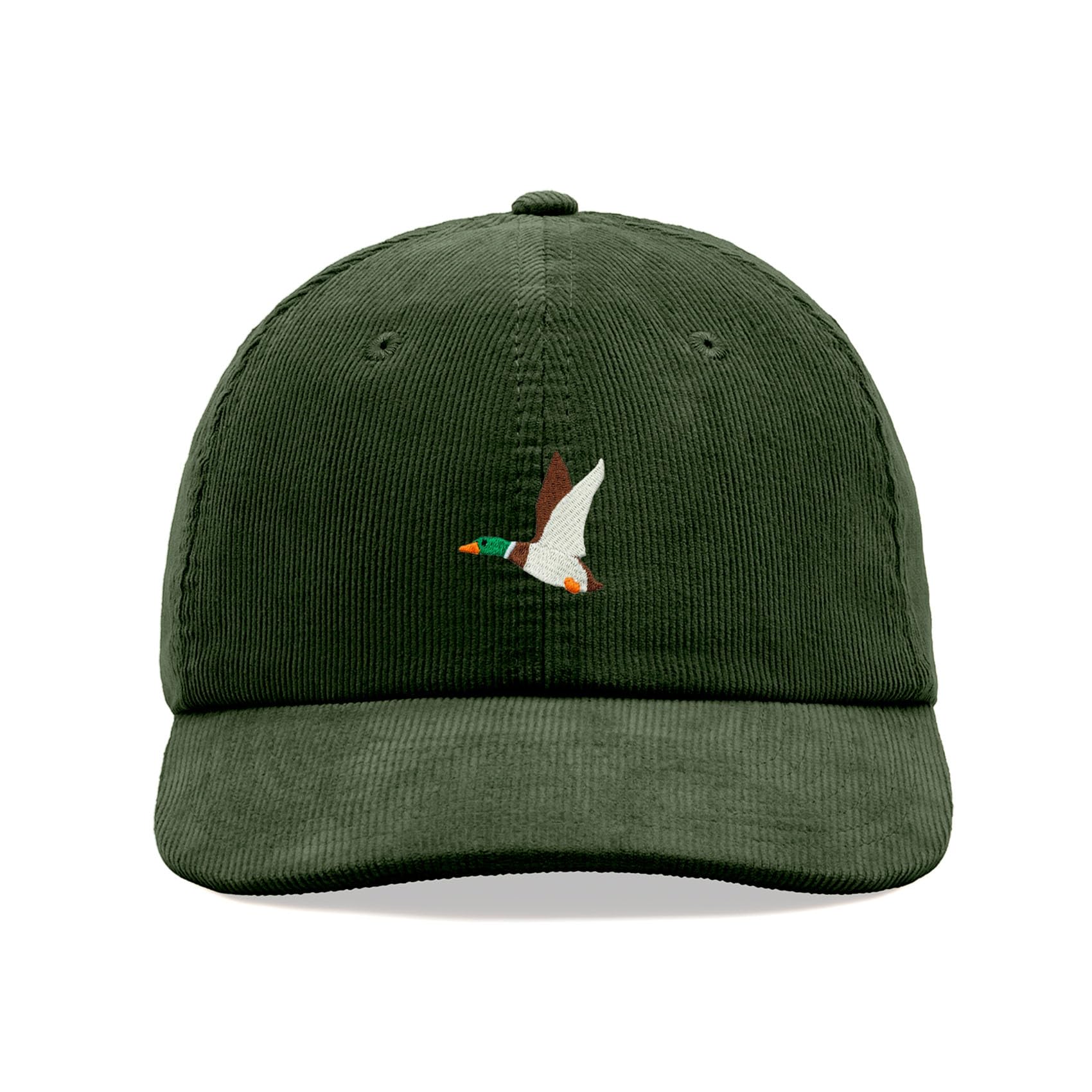 Cap Base Unisex Dark Olive Flying Duck Corduroy Baseball Cap Vintage Dad Hat Adjustable Bird Mallard