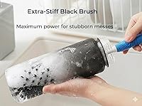 Vista 3 de Paquete de 2 cepillos para botellas, cepillo limpiador de biberones y botellas de agua con mango largo y cerdas de doble acción