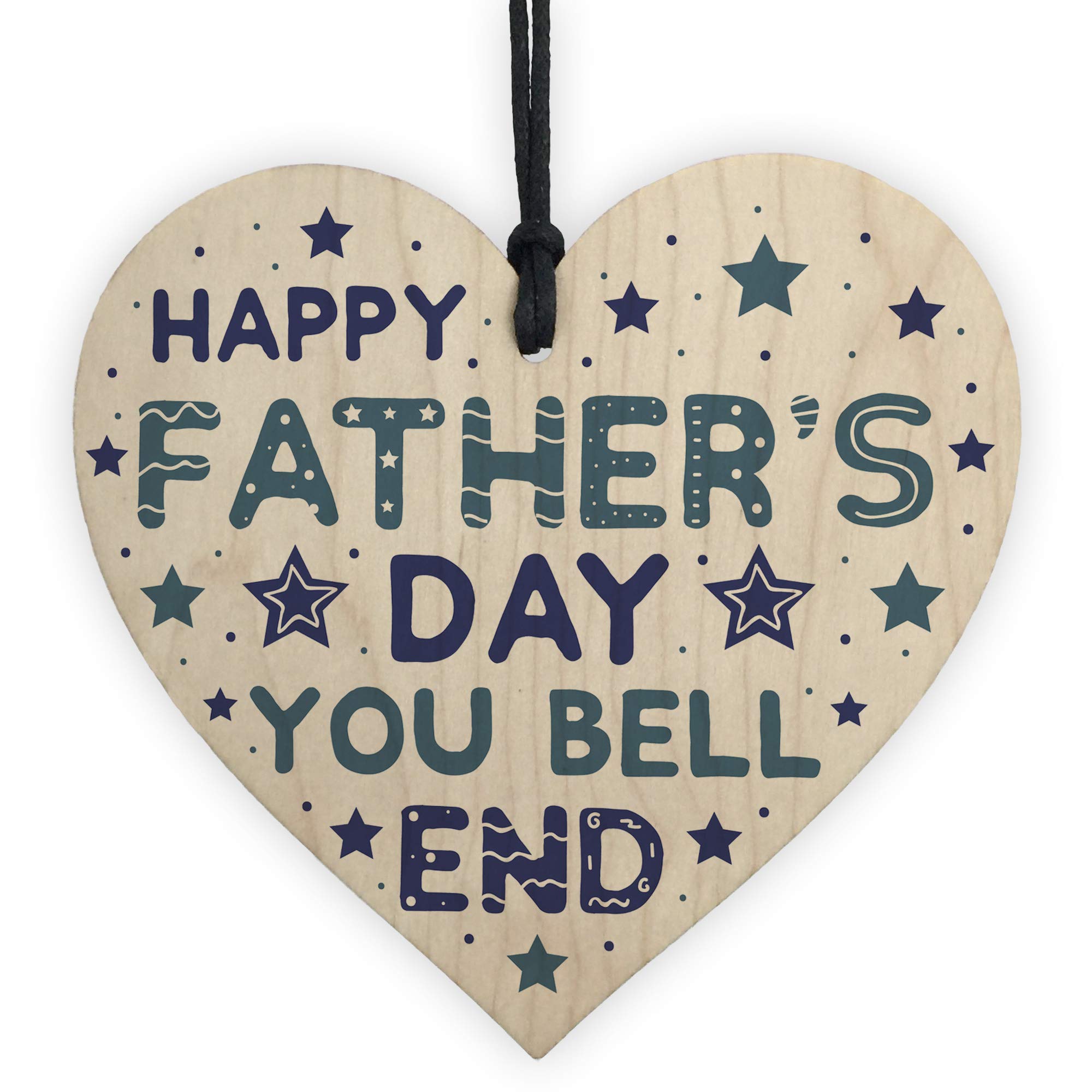 Red Ocean Funny Fathers Day For Dad/Novelty Wooden Heart/Rude Dad From Daughter Son