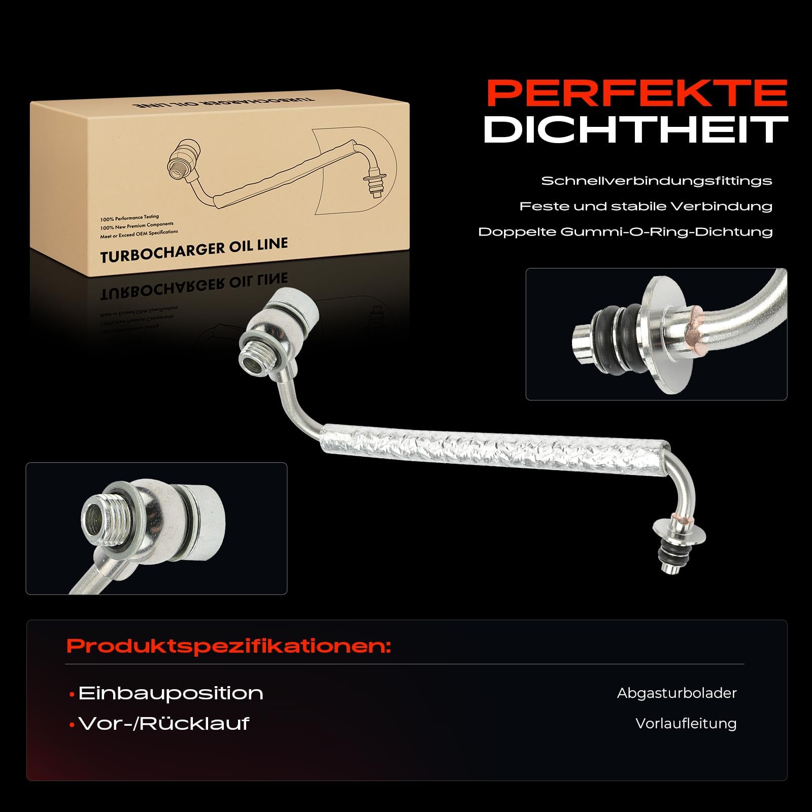 Frankberg 4x Ölleitung Turbolader Kompatibel mit Aveo Schrägheck T300 Adam M13 Astra J P10 Cascada W13 Corsa E X15 Meriva B MPV S10 Mokka/Mokka X J13 Replace# 55592600