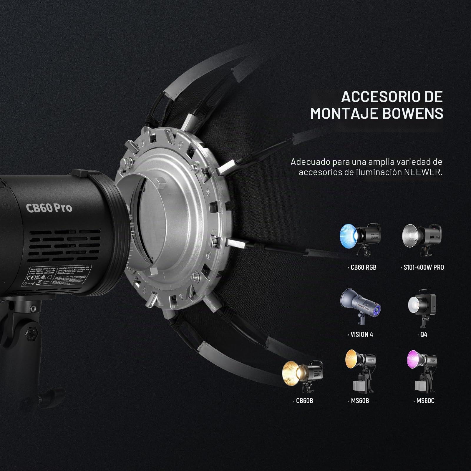 NEEWER 45cm Softbox Octagonal Bowens Mount, Configuración Rápida Plegable con Difusores/Rejilla de Panal/Bolsa para Q4 RGB CB60 MS60B MS60C MS150B Compatible con Godox Aputure Luz Estudio Video, NS1P
