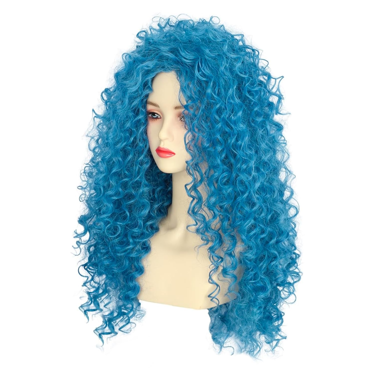 PORSMEER Long Crystal Blue Princess Wig for Womens Girls Long Curly Wigs for Halloween Cosplay Costume,Chloe Wig - Image 2