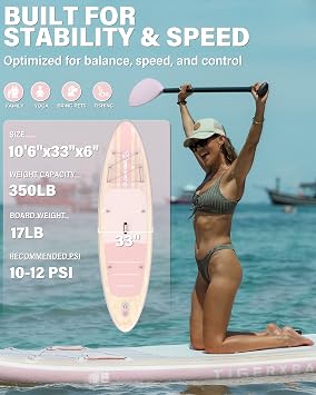 TIGERXBANG Inflatable Stand Up Paddle Board with SUP Board Accessories, Anti-Slip EVA Deck, 11'/10'6'' Paddleboard for Adults & Youth - All Skill Levels