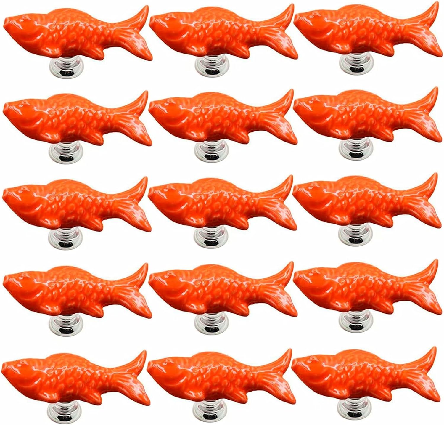 EFARMA ❀ Ceramic Handle, 15Pcs Dresser Drawer Cabinet Knobs, Door Handle Ceramics Furniture Pulls for Kitchen Wardrobe Cupboard Kids Room Decorative（Orange） (Color : Orange)