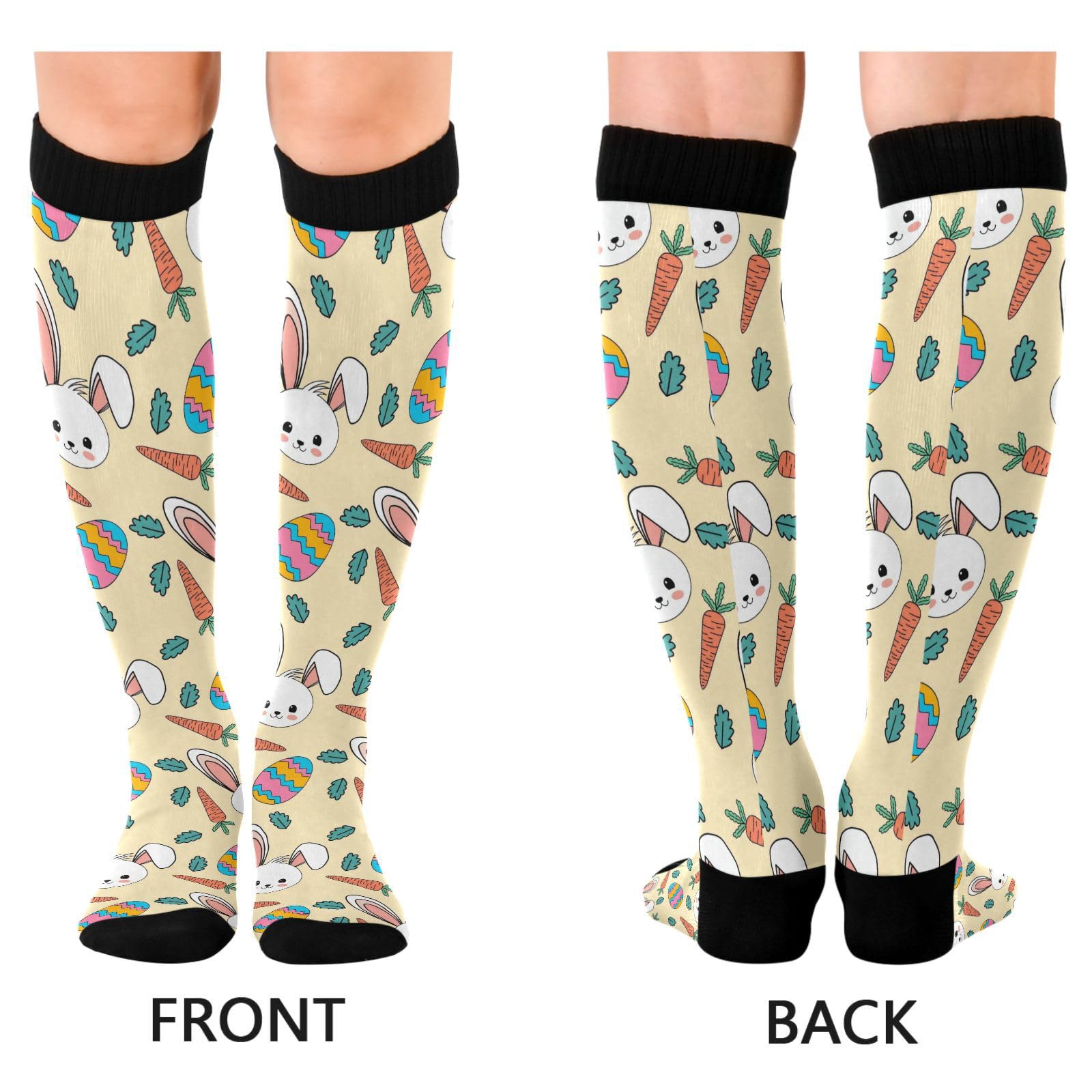 Dussdil Easter Bunny Easter Eggs Compression Socks for Women Men Christmas Circulation Long Knee Socks for Winter Warm Stockings Socks