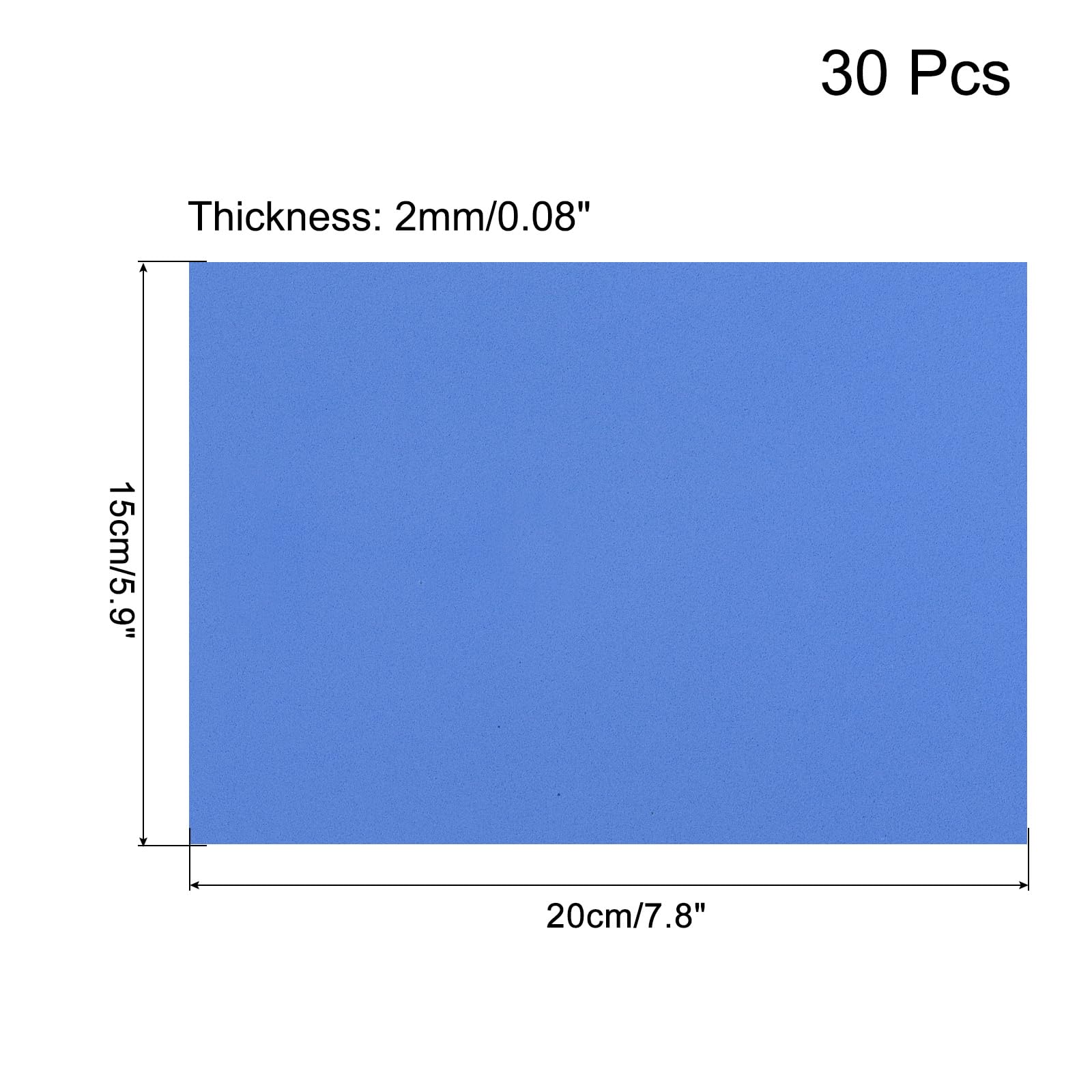 MECCANIXITY 30 Pack EVA Foam Sheets Blue 7.8 Inch x 5.9 Inch 2mm Thick Crafts Foam EVA Sheets for Costumes, Arts and Crafts Projects