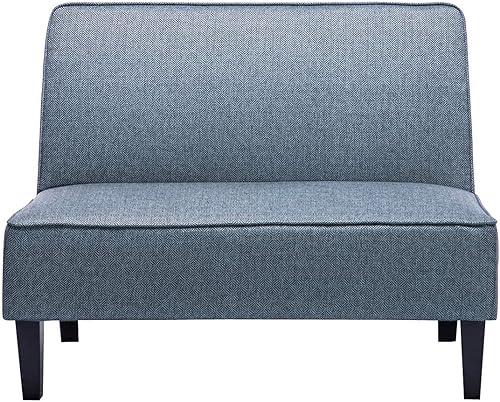 Miniatura 24 de Sofá biplaza pequeño tapizado para espacios pequeños, sofá de 2 plazas con patas de madera para dormitorio, sala de estar (gris claro)