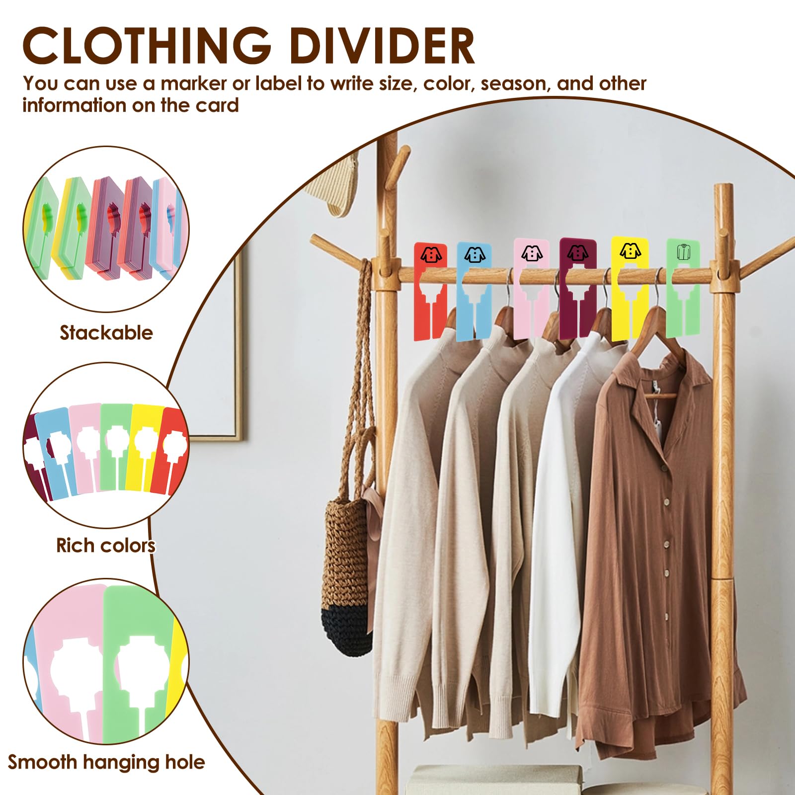 Sintuff 64 Pcs Colorful Closet Dividers - Plastic Hanging Organizers For Clothing Racks