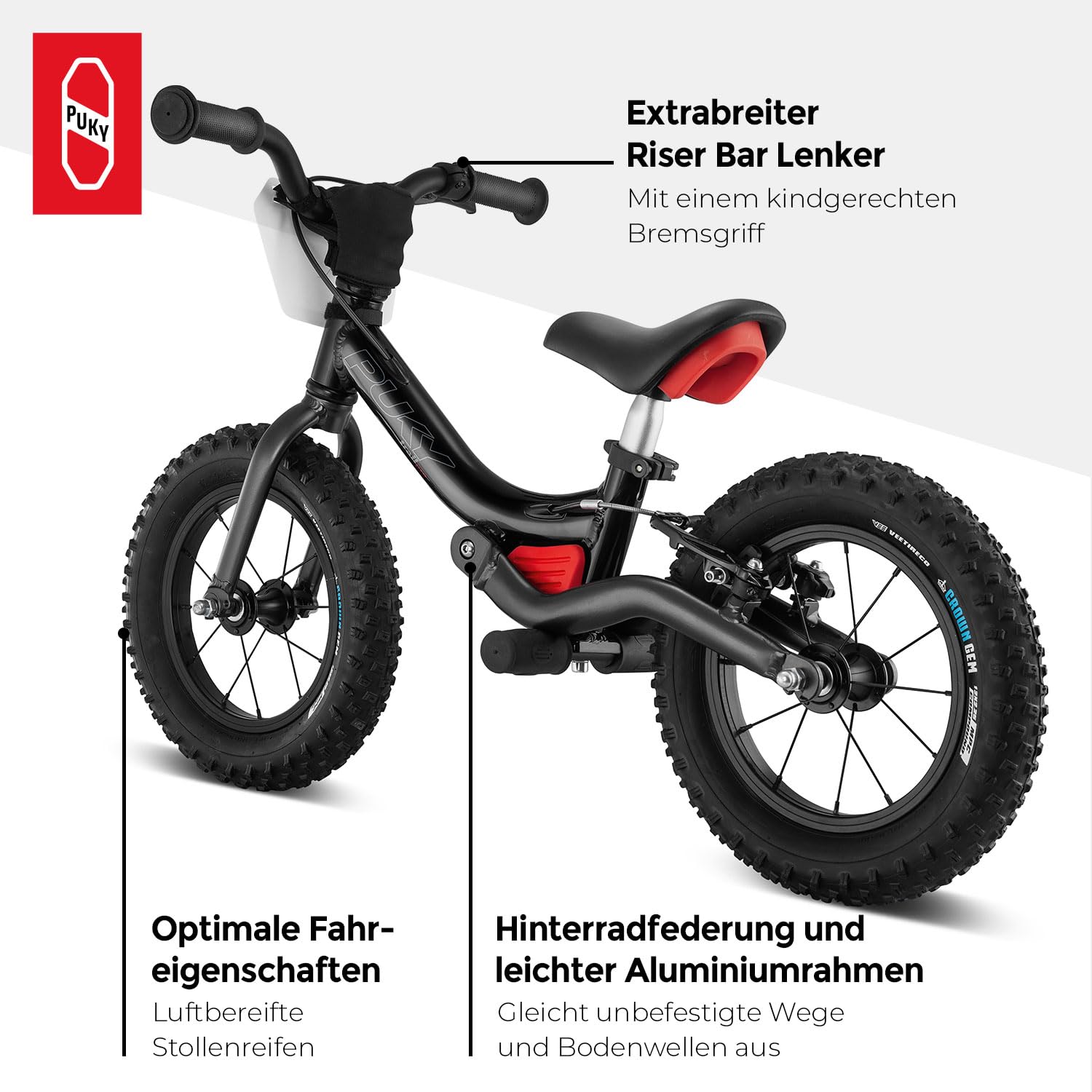 PUKY LR Trail PRO | Leichter Aluminiumrahmen | Sportlicher Ahead Vorbau | Luftbereifte Stollenreifen | Sicherheitspaket | Ideal für Gelände | Stylisches Numberplate Design | Ab 2 ½ Jahren