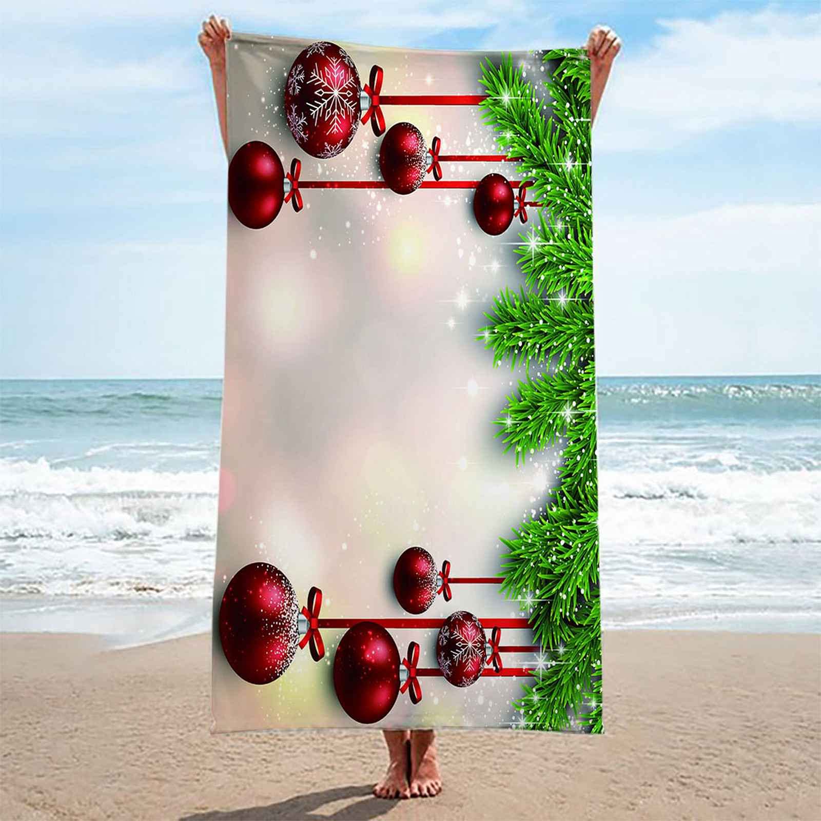 Telo Da Mare 3D Decorazioni Natalizie Rosse Stampato Asciugamano Da Spiaggia 150x200cm Asciugamano Microfibra Grande Antisabbia Leggero Telo Mare Per Sport Piscina Viaggi In Famiglia Vacanze