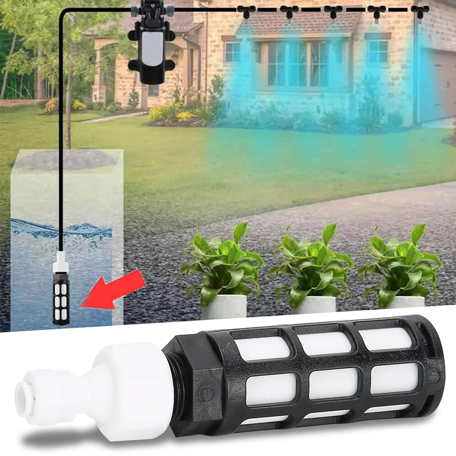 Beufee Portable Water Sprayer Filter,Self Priming Water Inlet Filter Replacement for Water Sprayer Misting Humidification System