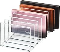 iDesign Sarah Tanno Collection 7-Compartment Clear Makeup Palette Organizer - Stackable Vanity Storage for Eyeshadow, Blush & Lip Palettes