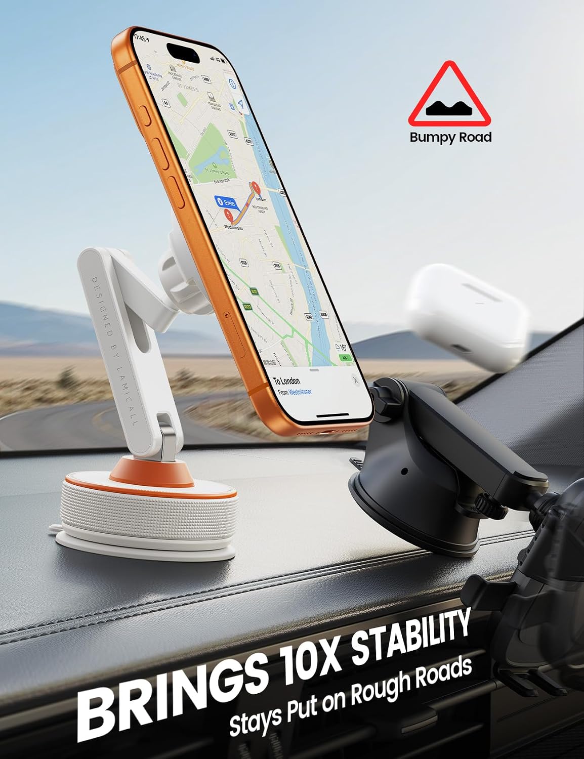 Lamicall Car Phone Holder Mount Ultra Nano Gel & 70+LBS Vacuum Suction Cup image 3