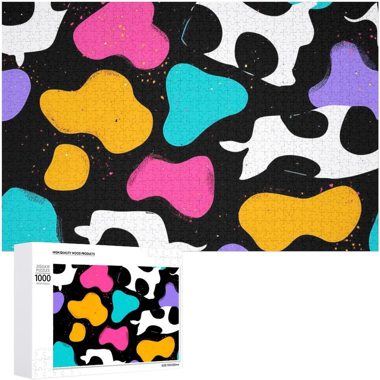 Cow Print Puzzles for Adults 1000 PCS Wooden Jigsaw Puzzle Wall Decor Christmas